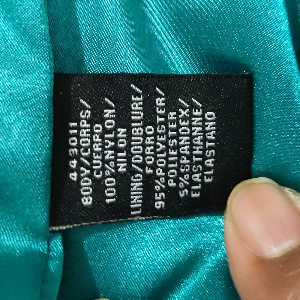 Monique L'Huillier| Green Lace Dress over Strapless Bustier Slip Back Zippered - Picture 13 of 16